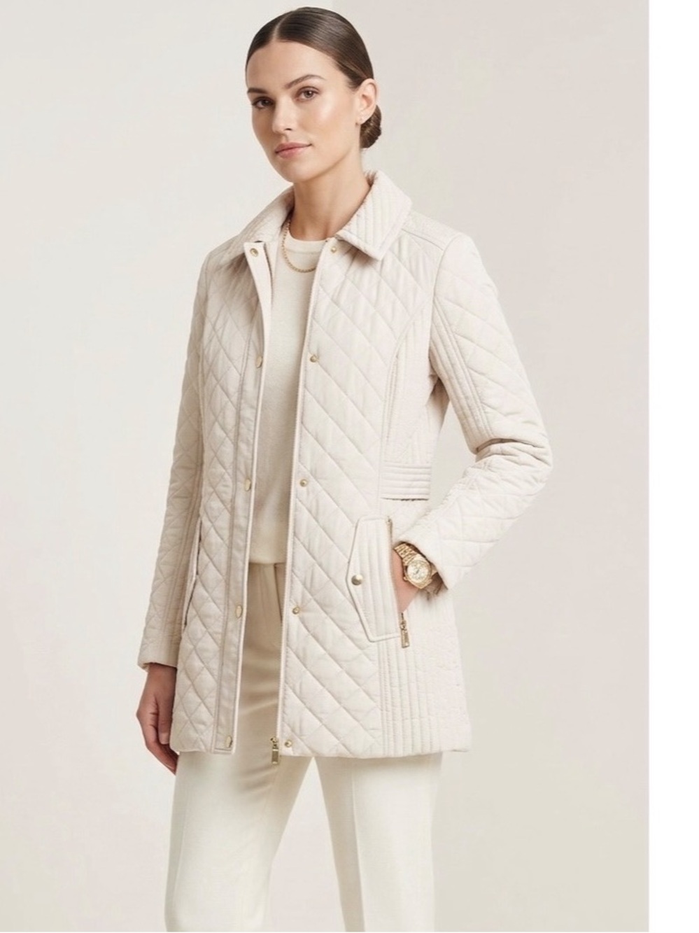 London Fog London Fog Quilted Water Repellent Jacket Coat Colour Taupe Small